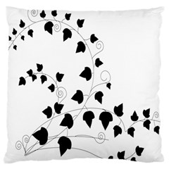 Black Leaf Large Flano Cushion Case (one Side)