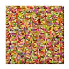 Multicolored Mixcolor Geometric Pattern Tile Coasters by paulaoliveiradesign