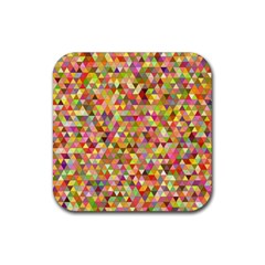 Multicolored Mixcolor Geometric Pattern Rubber Coaster (square)  by paulaoliveiradesign