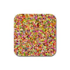 Multicolored Mixcolor Geometric Pattern Rubber Square Coaster (4 Pack)  by paulaoliveiradesign