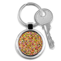 Multicolored Mixcolor Geometric Pattern Key Chains (round)  by paulaoliveiradesign