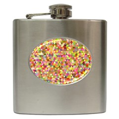 Multicolored Mixcolor Geometric Pattern Hip Flask (6 Oz) by paulaoliveiradesign