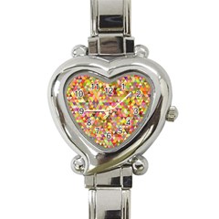 Multicolored Mixcolor Geometric Pattern Heart Italian Charm Watch by paulaoliveiradesign