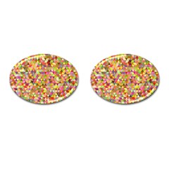 Multicolored Mixcolor Geometric Pattern Cufflinks (oval) by paulaoliveiradesign