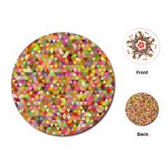 Multicolored Mixcolor Geometric Pattern Playing Cards (round) 