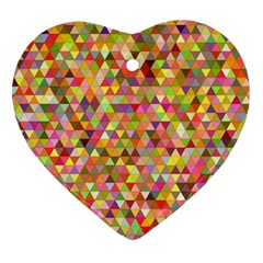 Multicolored Mixcolor Geometric Pattern Heart Ornament (two Sides) by paulaoliveiradesign