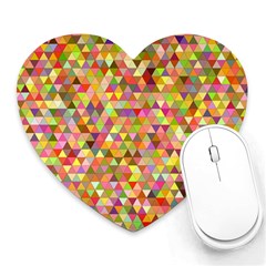 Multicolored Mixcolor Geometric Pattern Heart Mousepads by paulaoliveiradesign