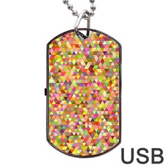 Multicolored Mixcolor Geometric Pattern Dog Tag Usb Flash (one Side) by paulaoliveiradesign