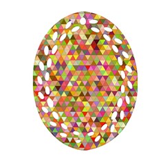 Multicolored Mixcolor Geometric Pattern Oval Filigree Ornament (two Sides)