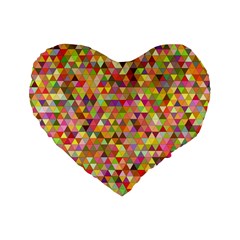 Multicolored Mixcolor Geometric Pattern Standard 16  Premium Heart Shape Cushions by paulaoliveiradesign