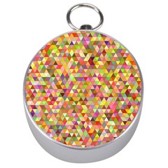 Multicolored Mixcolor Geometric Pattern Silver Compasses by paulaoliveiradesign