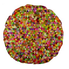 Multicolored Mixcolor Geometric Pattern Large 18  Premium Flano Round Cushions by paulaoliveiradesign