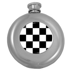 Grid Domino Bank And Black Round Hip Flask (5 Oz) by Nexatart