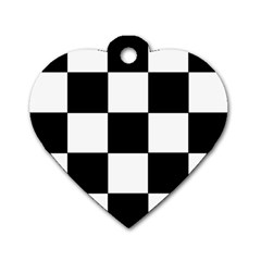 Grid Domino Bank And Black Dog Tag Heart (one Side) by Nexatart