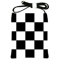 Grid Domino Bank And Black Shoulder Sling Bags by Nexatart