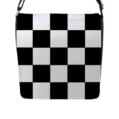 Grid Domino Bank And Black Flap Messenger Bag (l)  by Nexatart