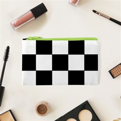 Grid Domino Bank And Black Cosmetic Bag (xs) by Nexatart