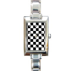 Grid Domino Bank And Black Rectangle Italian Charm Watch