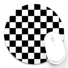 Grid Domino Bank And Black Round Mousepads by Nexatart