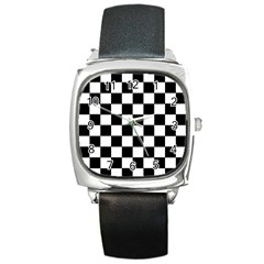 Grid Domino Bank And Black Square Metal Watch by Nexatart