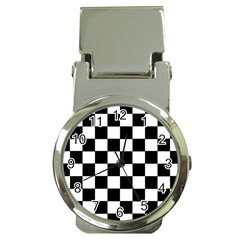 Grid Domino Bank And Black Money Clip Watches by Nexatart