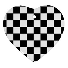 Grid Domino Bank And Black Heart Ornament (Two Sides)