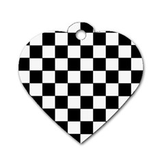 Grid Domino Bank And Black Dog Tag Heart (One Side)