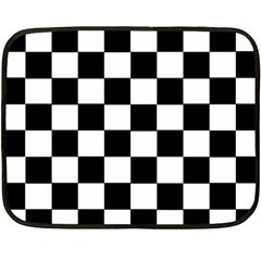 Grid Domino Bank And Black Fleece Blanket (mini) by Nexatart