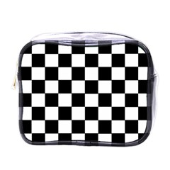 Grid Domino Bank And Black Mini Toiletries Bags