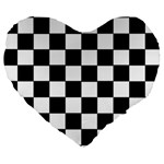 Grid Domino Bank And Black Large 19  Premium Heart Shape Cushions Front