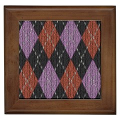 Knit Geometric Plaid Fabric Pattern Framed Tiles by paulaoliveiradesign