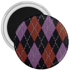 Knit Geometric Plaid Fabric Pattern 3  Magnets by paulaoliveiradesign