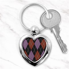 Knit Geometric Plaid Fabric Pattern Key Chains (heart)  by paulaoliveiradesign