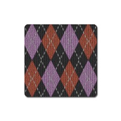 Knit Geometric Plaid Fabric Pattern Square Magnet by paulaoliveiradesign