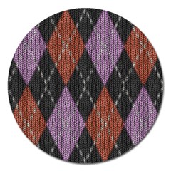 Knit Geometric Plaid Fabric Pattern Magnet 5  (round) by paulaoliveiradesign