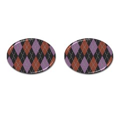 Knit Geometric Plaid Fabric Pattern Cufflinks (oval) by paulaoliveiradesign