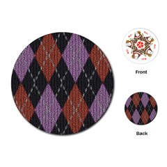 Knit Geometric Plaid Fabric Pattern Playing Cards (round) 