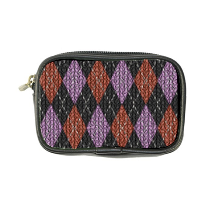 Knit Geometric Plaid Fabric Pattern Coin Purse