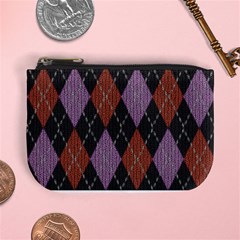 Knit Geometric Plaid Fabric Pattern Mini Coin Purses by paulaoliveiradesign