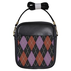 Knit Geometric Plaid Fabric Pattern Girls Sling Bags by paulaoliveiradesign