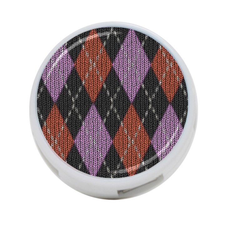 Knit Geometric Plaid Fabric Pattern 4-Port USB Hub (Two Sides) 