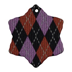 Knit Geometric Plaid Fabric Pattern Snowflake Ornament (two Sides) by paulaoliveiradesign