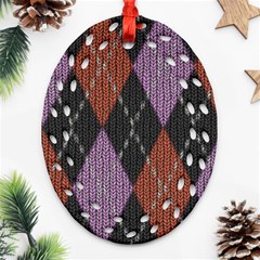 Knit Geometric Plaid Fabric Pattern Ornament (oval Filigree)