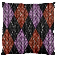 Knit Geometric Plaid Fabric Pattern Large Cushion Case (two Sides) by paulaoliveiradesign