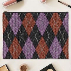 Knit Geometric Plaid Fabric Pattern Cosmetic Bag (xxxl)  by paulaoliveiradesign