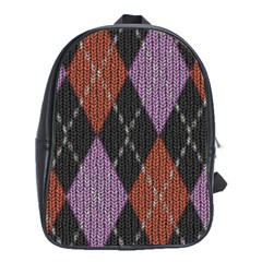 Knit Geometric Plaid Fabric Pattern School Bag (xl) by paulaoliveiradesign