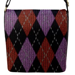 Knit Geometric Plaid Fabric Pattern Flap Messenger Bag (s) by paulaoliveiradesign