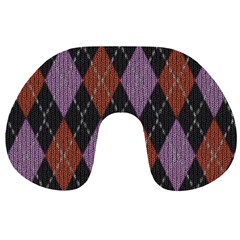 Knit Geometric Plaid Fabric Pattern Travel Neck Pillows by paulaoliveiradesign