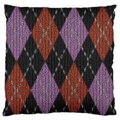 Knit Geometric Plaid Fabric Pattern Large Flano Cushion Case (one Side) by paulaoliveiradesign