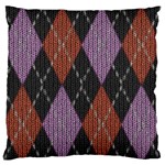 Knit Geometric Plaid Fabric Pattern Large Flano Cushion Case (One Side) Front